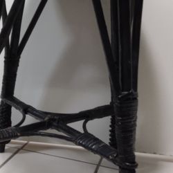 VERY NICE BLACK WICKER STOOL  $10.