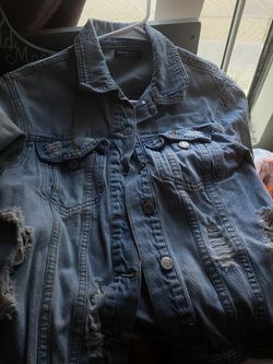 Fashion Nova Women’s Ripped Jean Jacket 