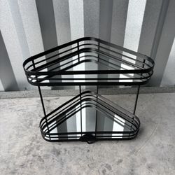 2-Tiered Metal Shelf (Black) Organizer: