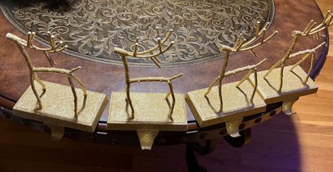 Gold Glitter Reindeer Stocking Holders and Snowflake Ornaments. Read description 1st