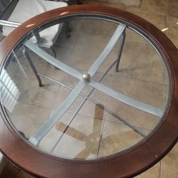 METAL DINETTE TABLE SET (ROUND GLASS TOP)