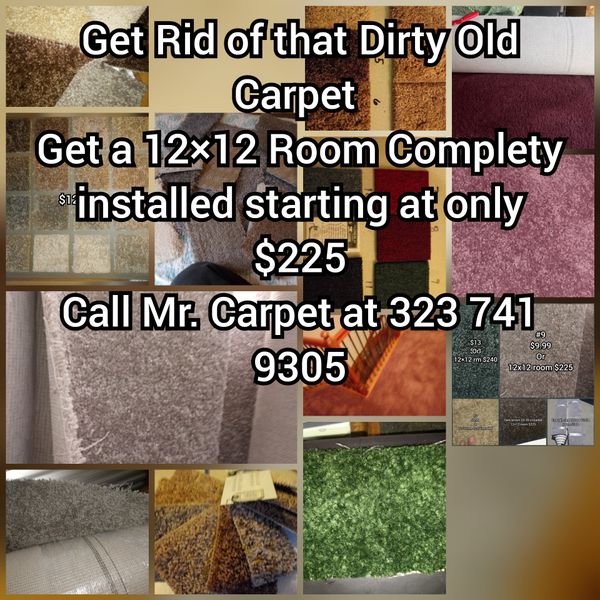 Carpet a 12x12 roomnstalled with 1/2 padding starting from 225 for