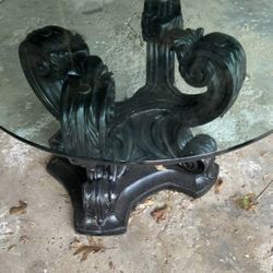 Glass topped dining table