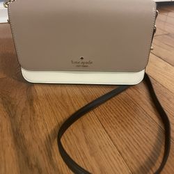 Kate Spade Tan and White Crossbody Bag