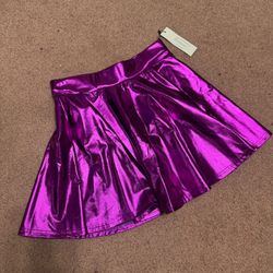 New Medium purple metallic short stretchy flair rave festival skirt outfit mini