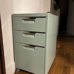 Sage Green Vintage Metal File Cabinet 