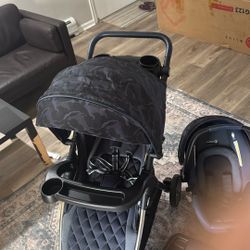 3 -in-1 Quick Fold baby car seat + stroller + seat base