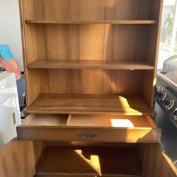 Wood Shelving With Drawer + Storage