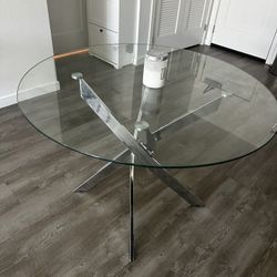 Glass & Metal Legs Dining Table