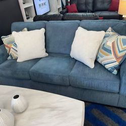 Cashton Blue Sofa And Loveseat$10 Down Payment And Financing Available