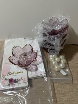 Purple Flower Ring Dish Jewelry Tray with Box Greeting Card,