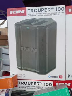 ION Audio Trouper 100 Bluetooth Portable PA Speaker
Karaoke Mic, Carry Handle, Rechargeable Battery, Mixer, Radio, Dual XLR Input, USB Playback, App C