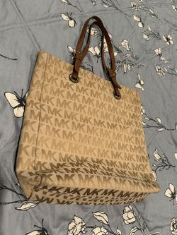 Michael Kors MK Jet Set Beige Brown Bag Tote Handbag 