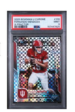 PSA MINT 9
2025 Bowman University Chrome 109 Fernando Mendoza X-fractor PSA 9