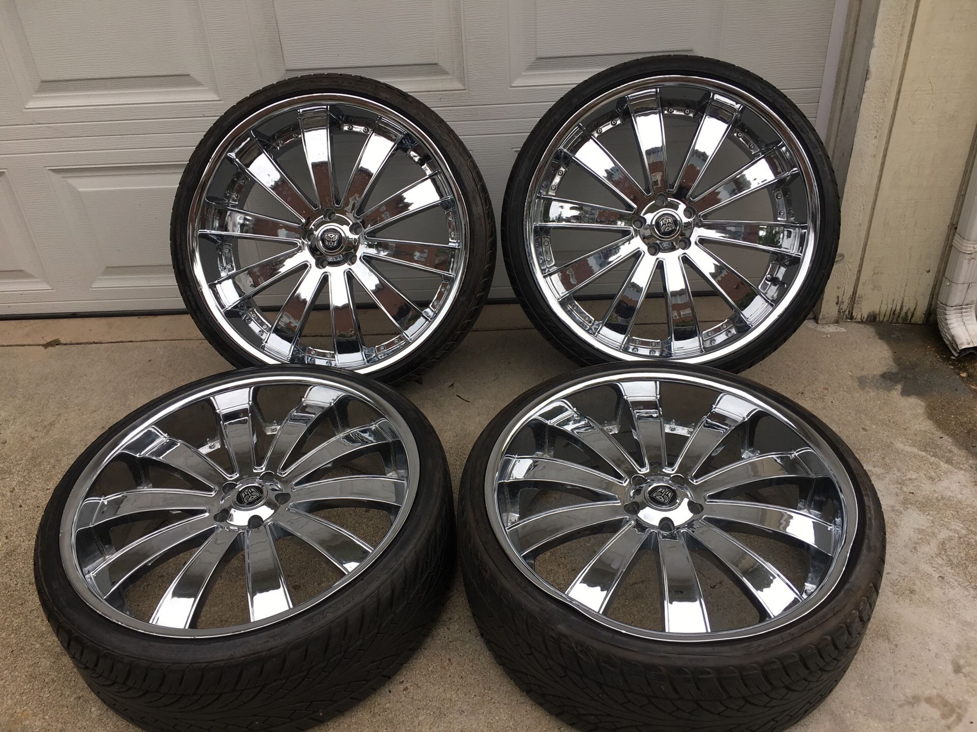 24 inch Velocity chrome wheels and tires 5x120