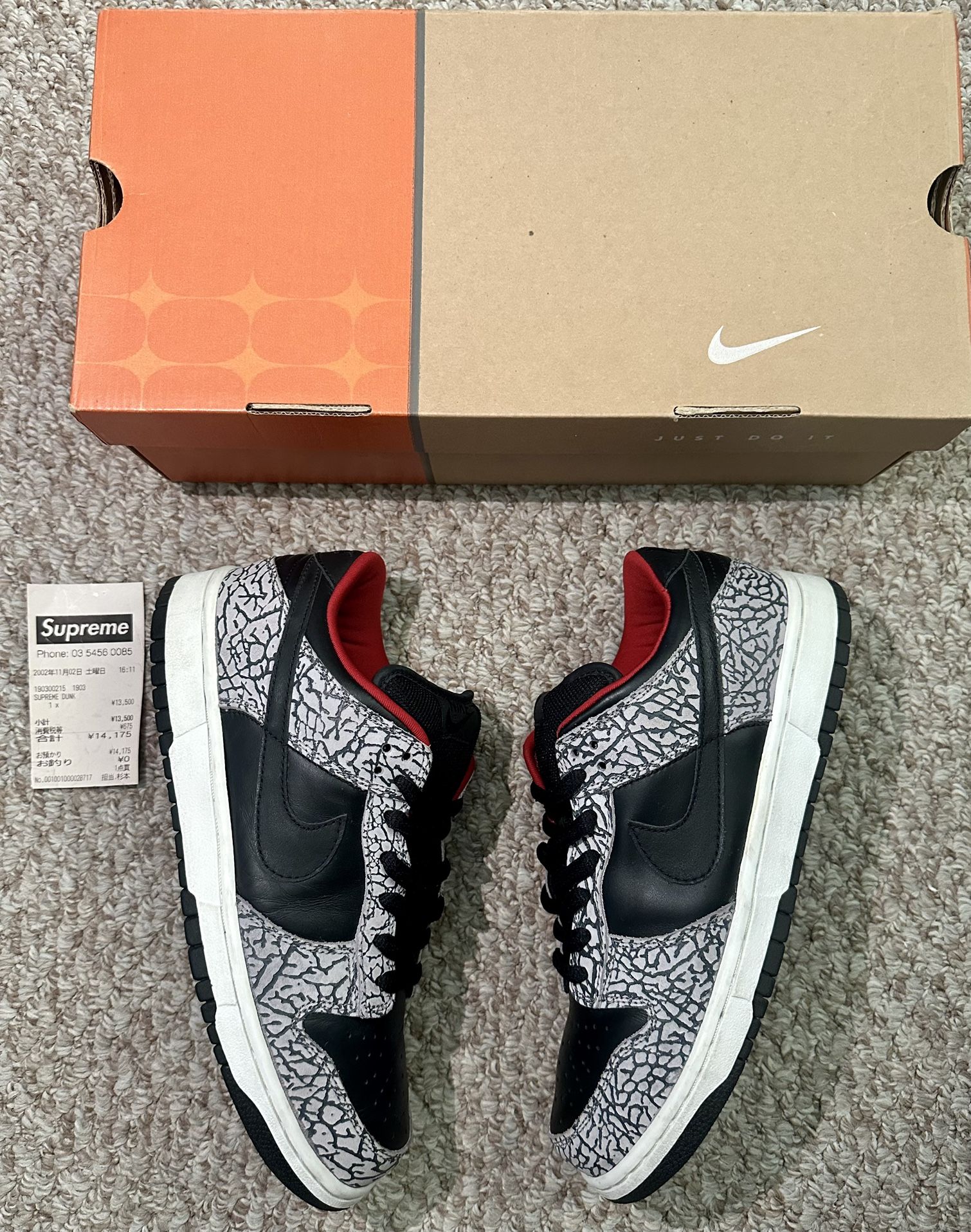 Nike dunk low Sb Og “Supreme Black Cement” Size 9.5 ❤️🔥Grail alert ‼️
