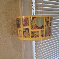 Nice Elvis Laminated Hanging Lampshade. 16" x 9", New Chain Amd And Wiring