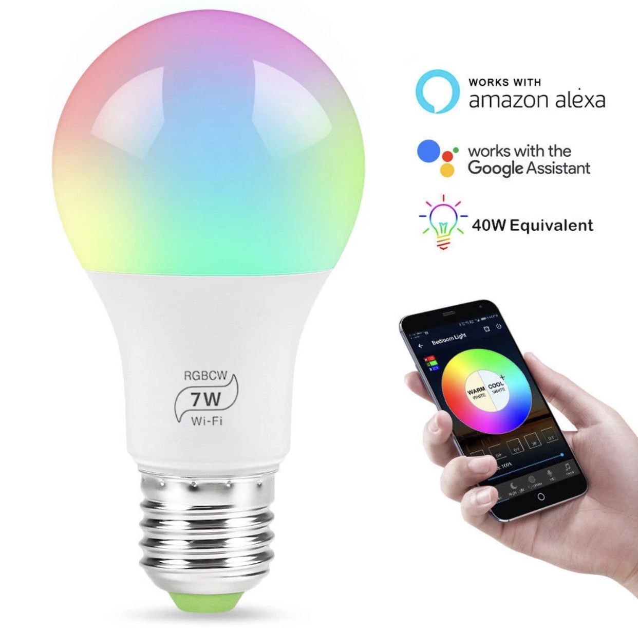 7w Google assistant Alexa RGB Multicolor WiFi Remote E26 E27 LED Smart light bulb for smart home BRAND NEW!!!