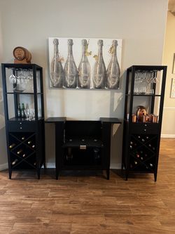 Crate & Barrel 3-Piece Bar Cabinet / Wine Storage Set