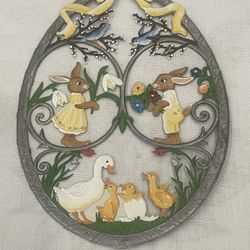 Hand-painted Wilhelm Schweizer pewter Easter egg wall Hanger