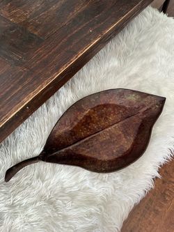 Large Rustic Metal Leaf Decorative Tray