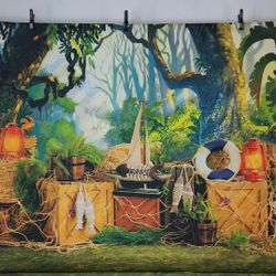 5x7 Kate Backdrop Nautical jungle (new) microfiber