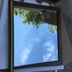 SUPREME WOOD  Shasta 35.4-in W x 31.5-in H Wooden Brown Rectangular Bathroom Vanity Mirror $195.00 O’B’O’