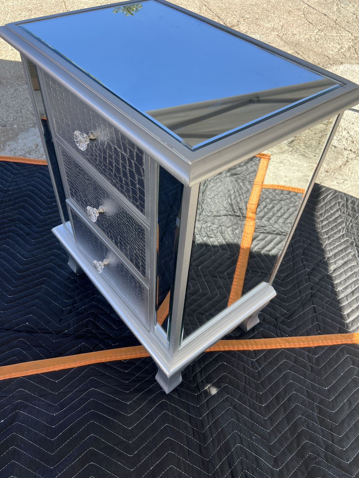 mirrored nightstand bed side