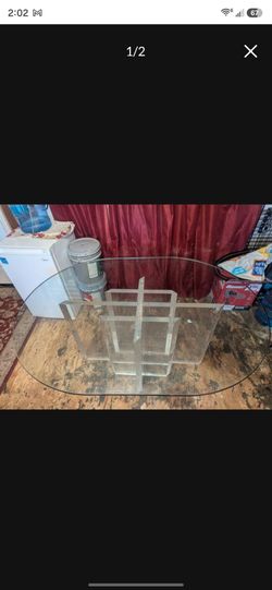 Solid Glass Dining Table-2 Pieces