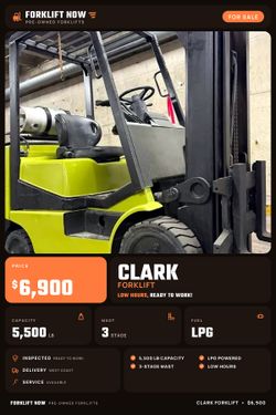 CLARK forklift for sale 5500 lb,3 stage