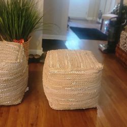 2 Matching Poof Ottomans
