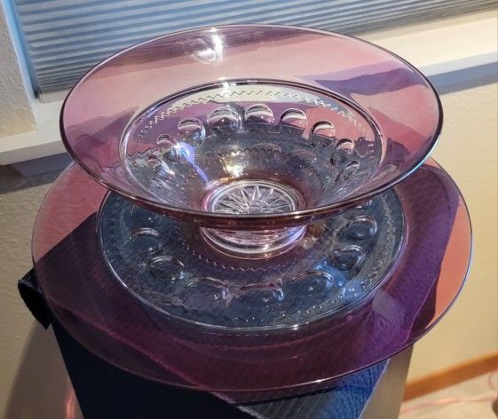Beautiful Vintage Large Glass Bowl and Plate