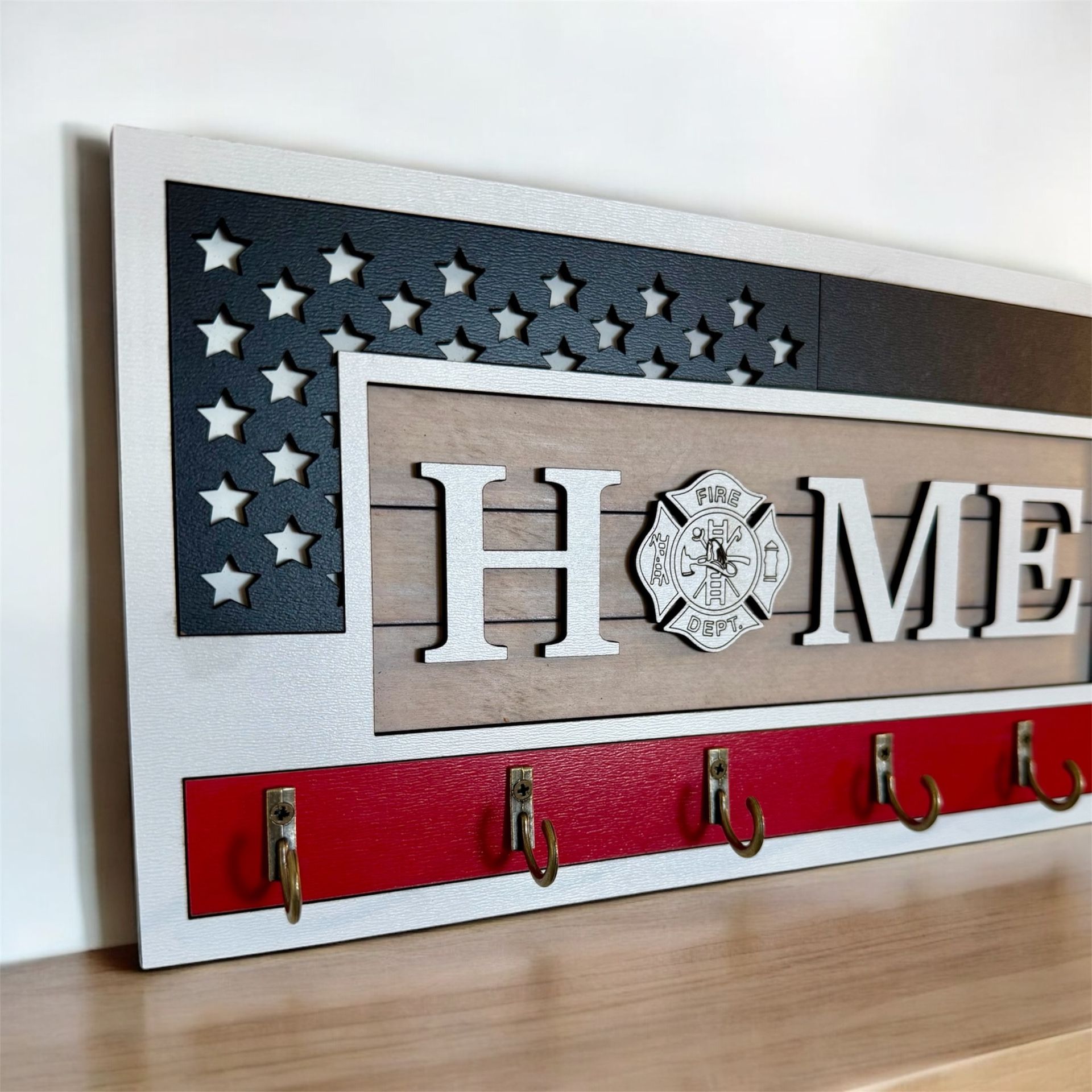 USA Flag Firefighter Key Holder