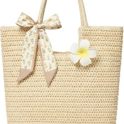 Kurava Large Summer Straw Tote Bag - Beach/Travel Ready