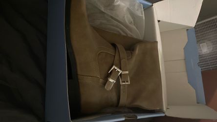 Ermine women knee high boots wide faux leather riding combat footwear