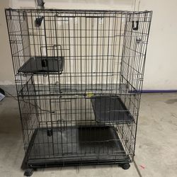 Large 3-Tier Cat Durable,Pliable Cage Playpen Box Crate Kennel - 35.8"L x 22.4"W x 50.6"H, Black
