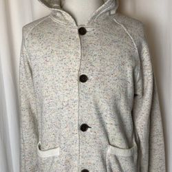 A Bathing Ape Bape Knitted Jacket Hoodie Button Up XL Beige Rainbow Japan 