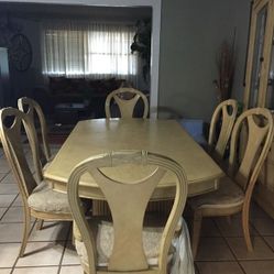 Dining table and hutch