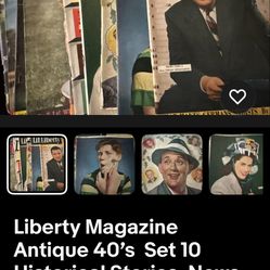 Liberty Magazine Antique 40’s  Set 10 Historical Stories, News, Life Style USA