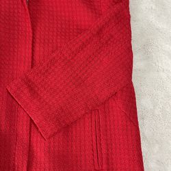 Women's Talbots Red Textured 3/4 Sleeve Full Zip-Up Jacket sz 16