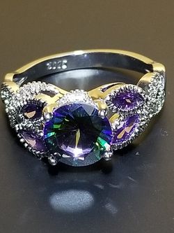 Women's wedding engagement promises ring white gold over 925s size 8.0