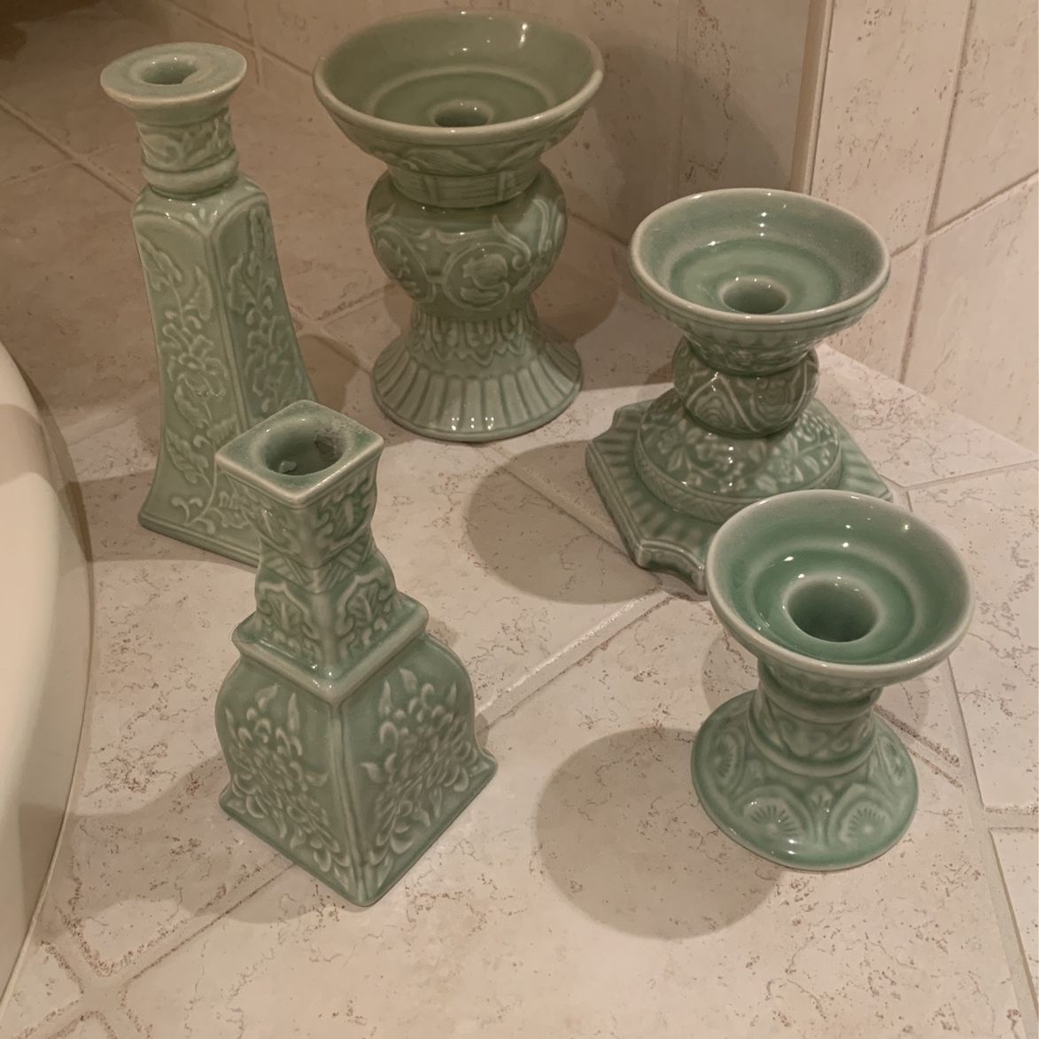 5 Ceramic Candlesticks!