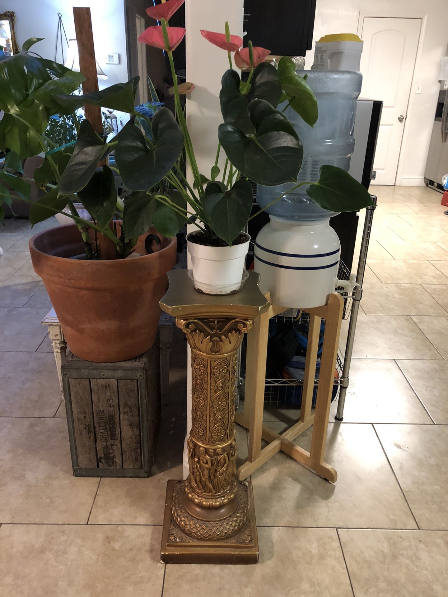Column Stand with Plant
