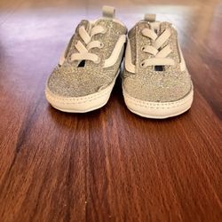 Baby Girls VANS Silver Sparkly Slip On Shoes Sneakers Size 3