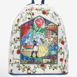 Loungefly Disney Belle Beauty And The Beast Stained Glass Backpack 