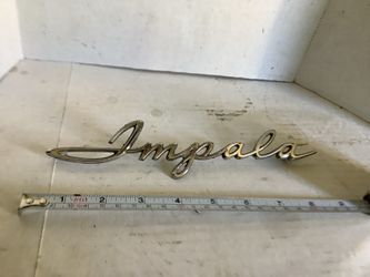 Vintage Chrome Impala script emblem w rear quarter panel trim for Chevrolet cars from early 60s  Excellent condition Plainfield, Illinois