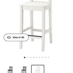 INGOLF Bar stool with backrest, white, 24 3/4 "
