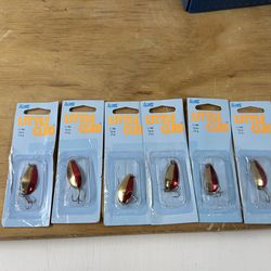 Acme Tackle Little Cleo Cuchara de Pesca Dorada y Roja Neón 1/8 oz. 7 PC
