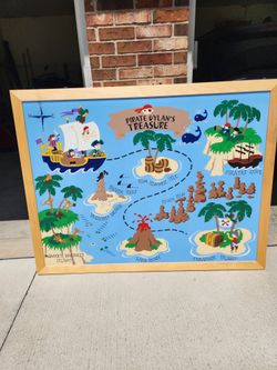 Hand Painted Dylan Pirate Scene, Framed