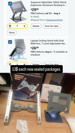 Laptop Cooling Stand with Dual-Turbo Fans, 7-Level Adjustable Aluminum Laptop Riser, Ergonomic Notebook Cooler Stand for 10-17.3 Inch Laptops, 2 Wind 
